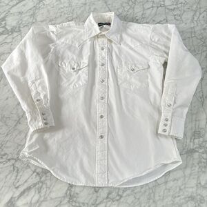 Flying R Ranchwear Ruddock LS Pearl Snap 15 1/2 34C Made USA White